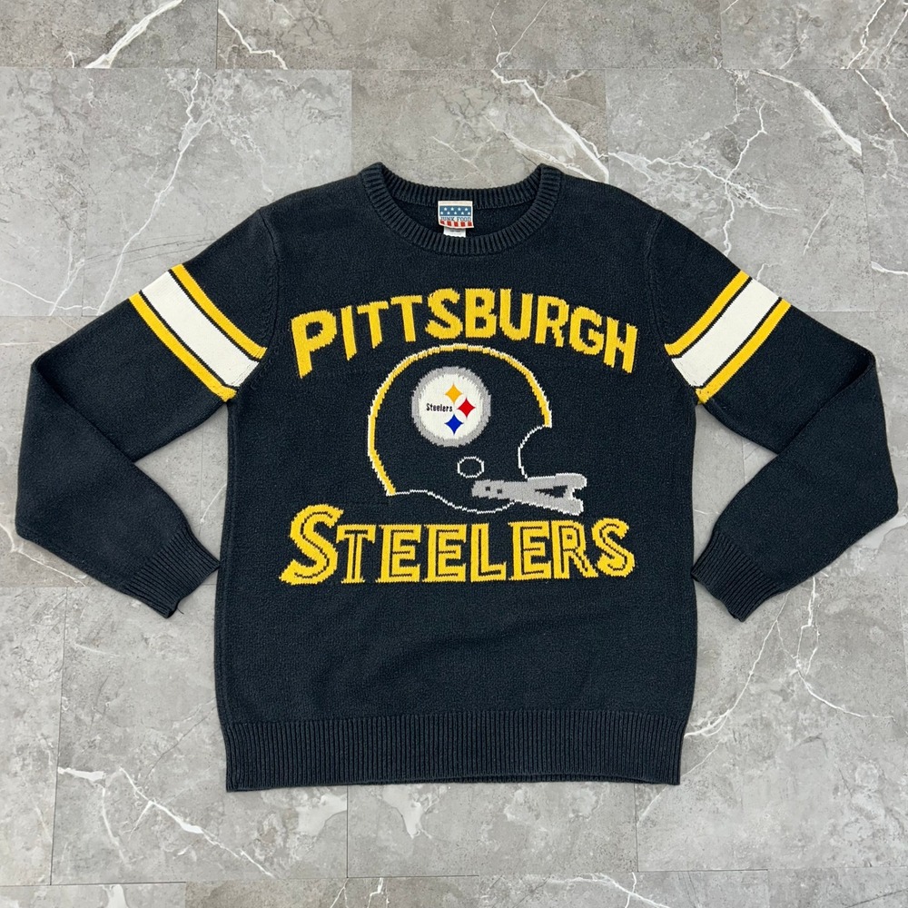 Pittsburgh Steelers Knit Sweater Mens Large Pullover Crewneck Junk Food NFL